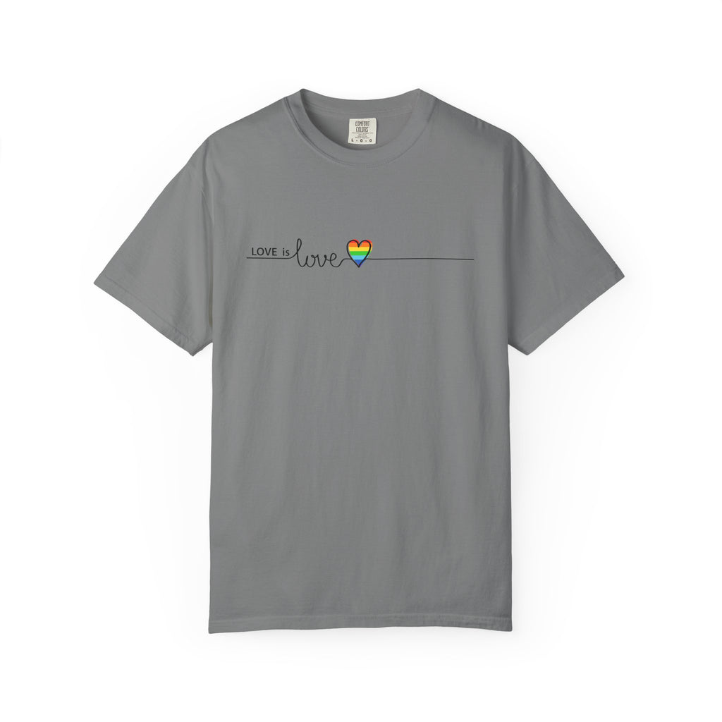 Love is Love T-Shirt — Minimal Rainbow Heart Pride Tee