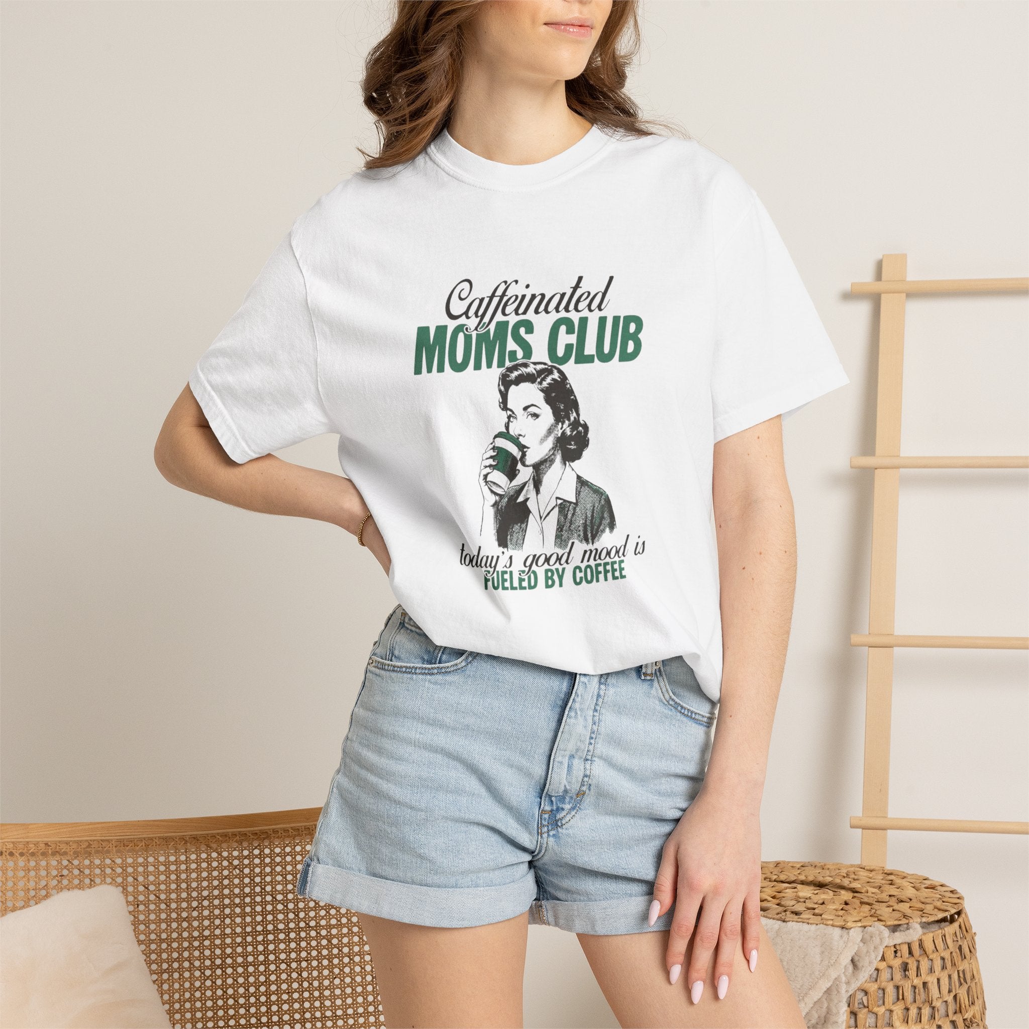 Caffeinated Moms Club T-Shirt — Vintage Coffee Mom Tee ("Fueled by Coffee")