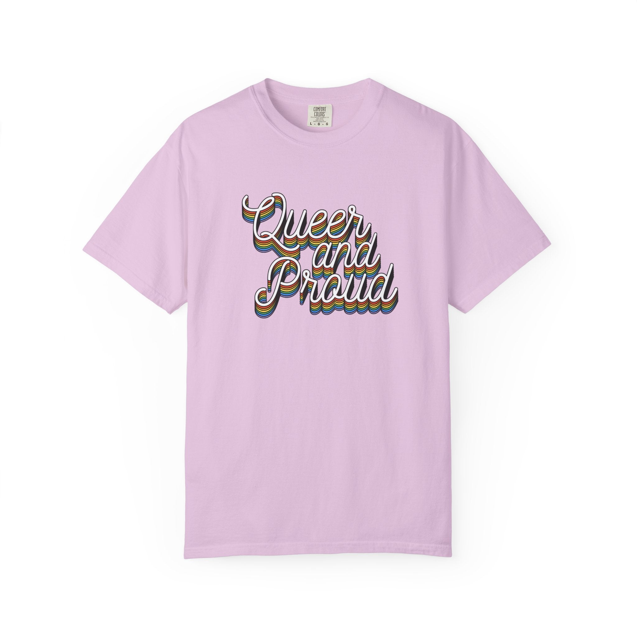 Queer and Proud T-Shirt — Retro Script LGBTQ+ Pride Tee
