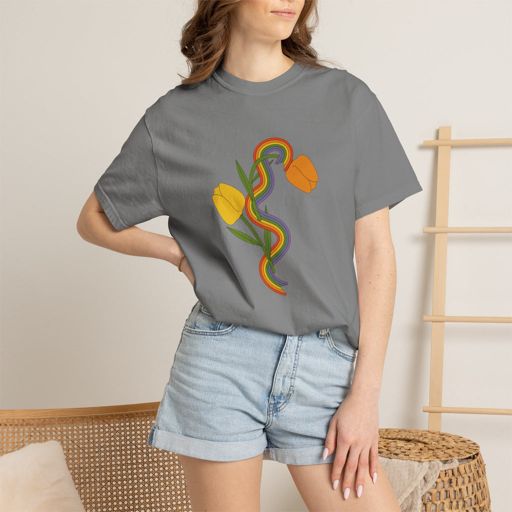 Rainbow Snake & Tulips Graphic T-Shirt