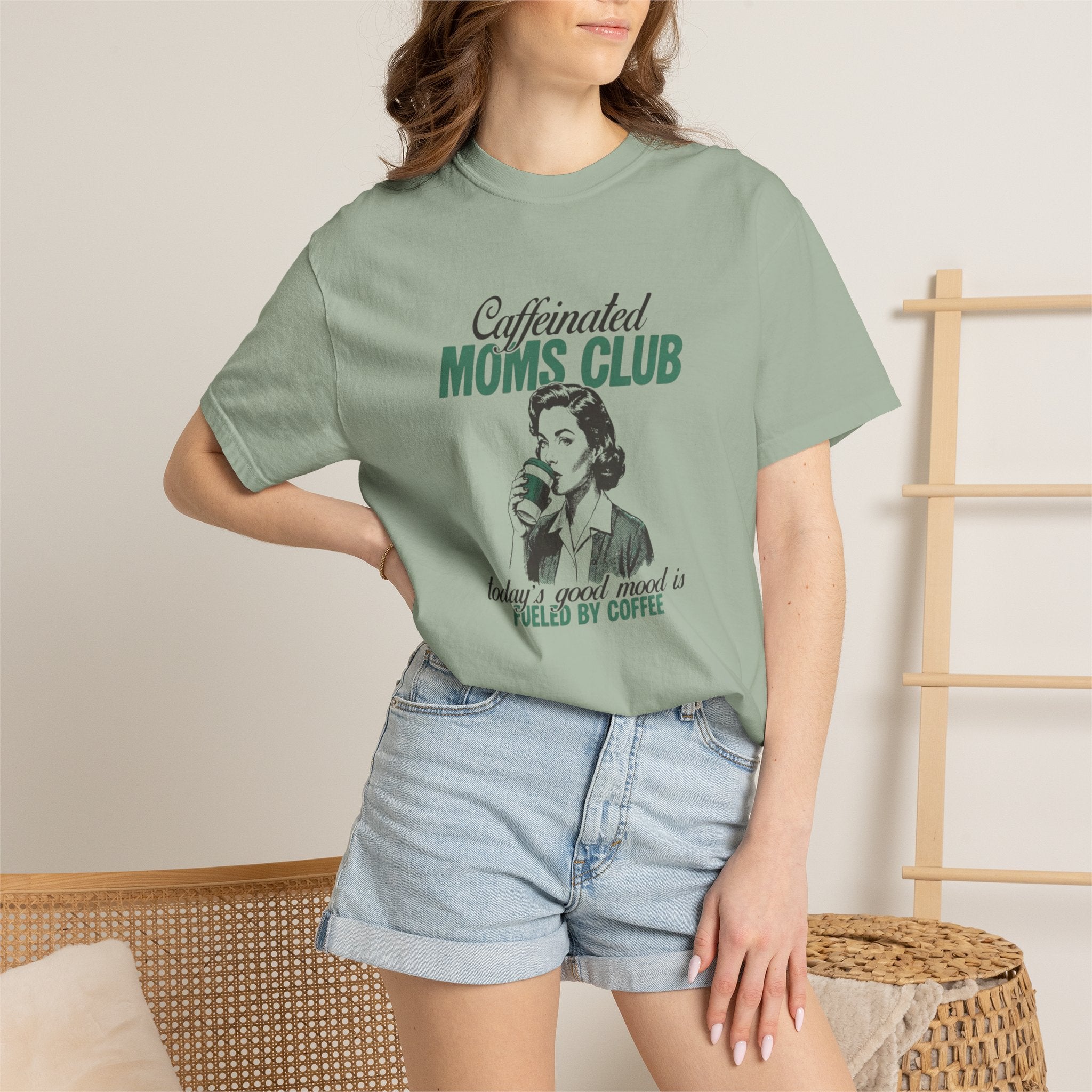 Caffeinated Moms Club T-Shirt — Vintage Coffee Mom Tee ("Fueled by Coffee")