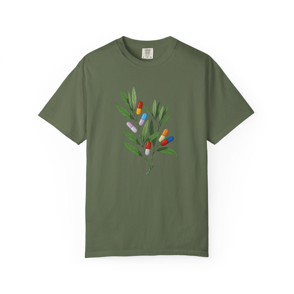 Botanical Floral Tee — Colorful Leaf & Bud Illustration T-Shirt
