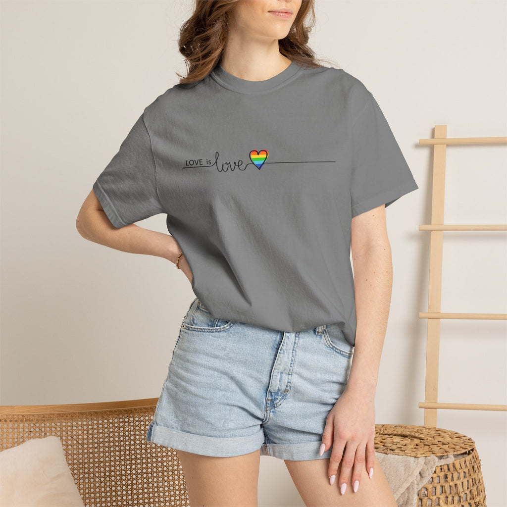 Love is Love T-Shirt — Minimal Rainbow Heart Pride Tee