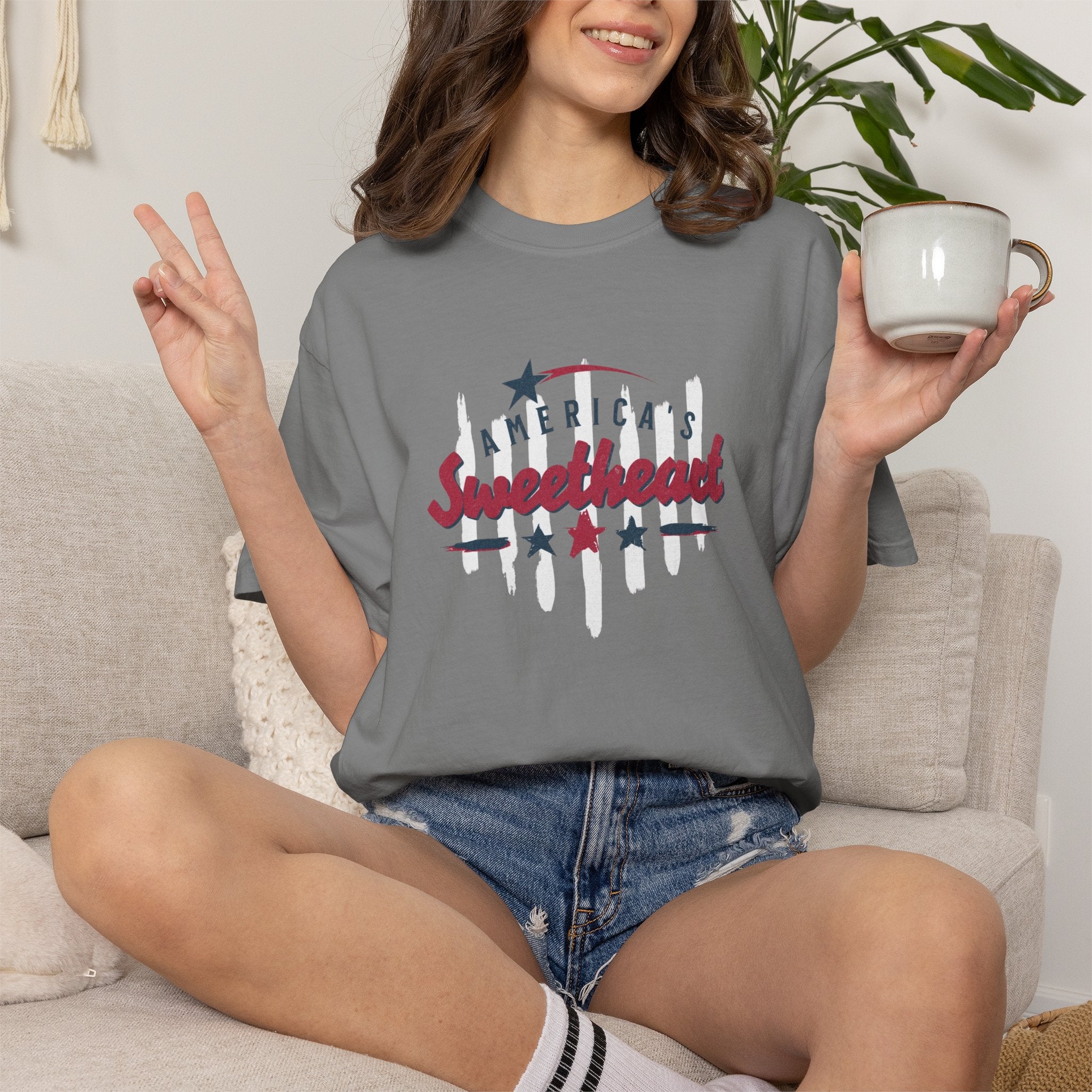 America's Sweetheart T-Shirt — Patriotic Vintage Stars Tee