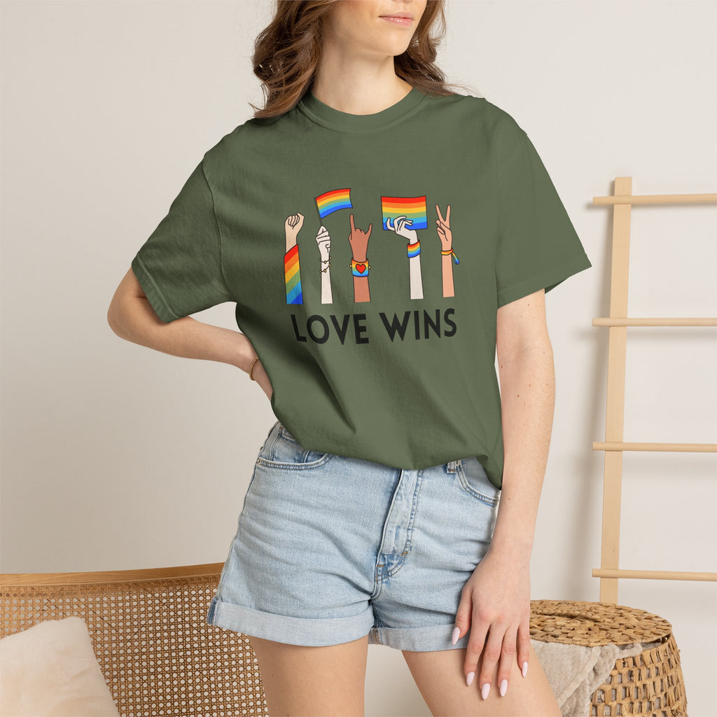 Love Wins T-Shirt — Rainbow Pride Hands Graphic Tee