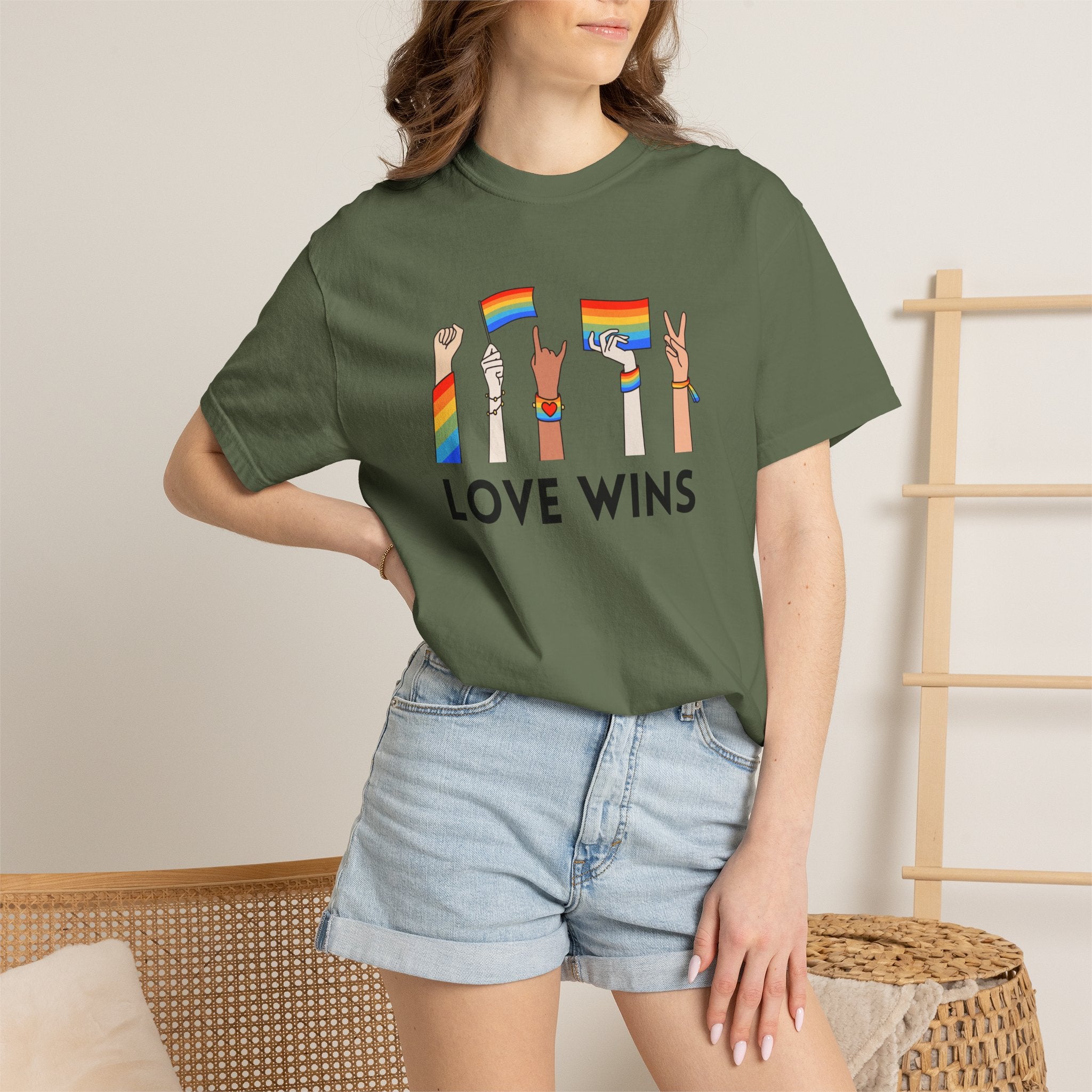 Love Wins T-Shirt — Rainbow Pride Hands Graphic Tee