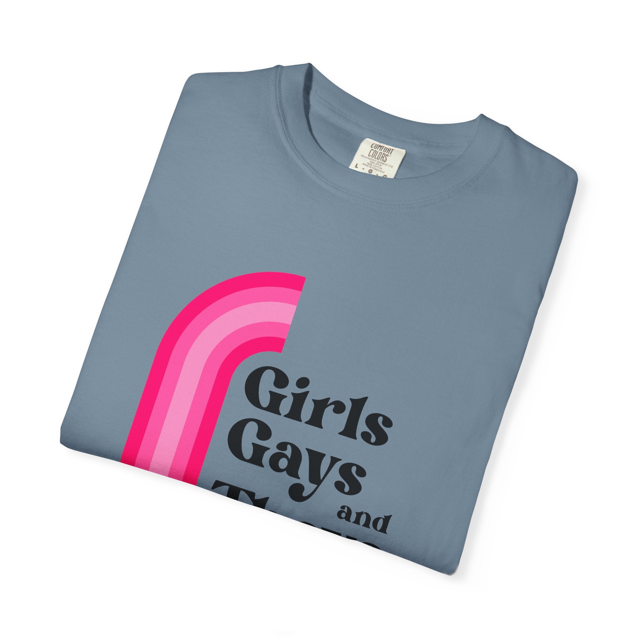 Girls, Gays & Theys T-Shirt — Pride Retro Pink Rainbow Tee