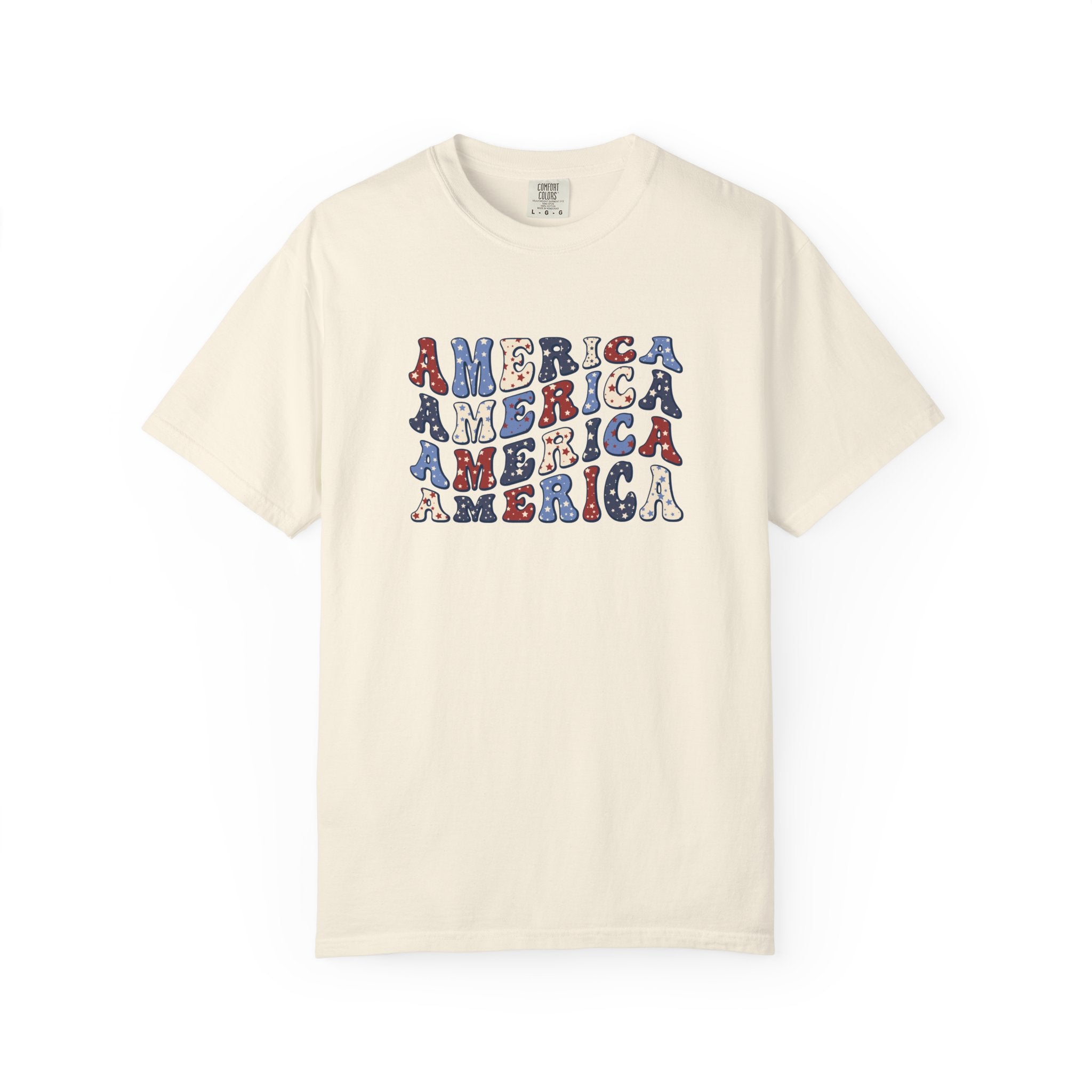 America Repeat Graphic T-Shirt — Retro Red & Blue Patriotic Tee