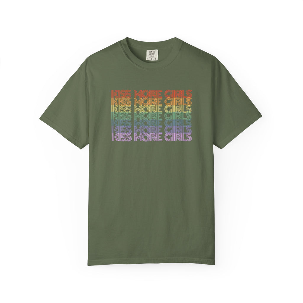 Kiss More Girls Rainbow Graphic T-Shirt