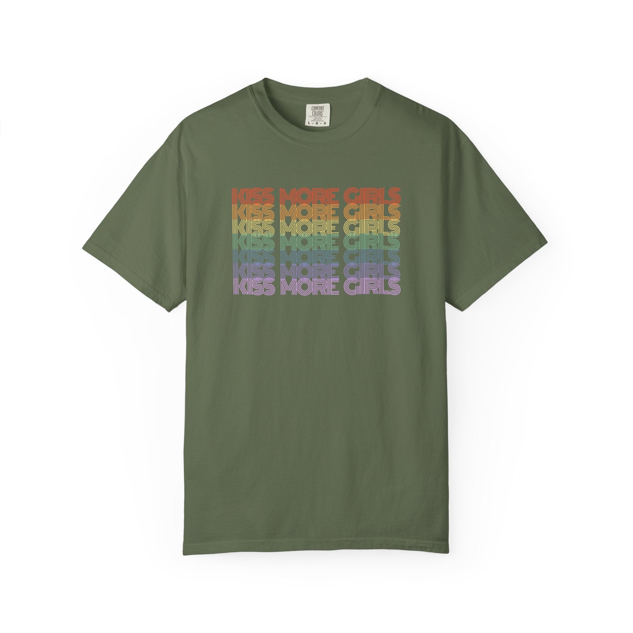 Kiss More Girls Rainbow Graphic T-Shirt