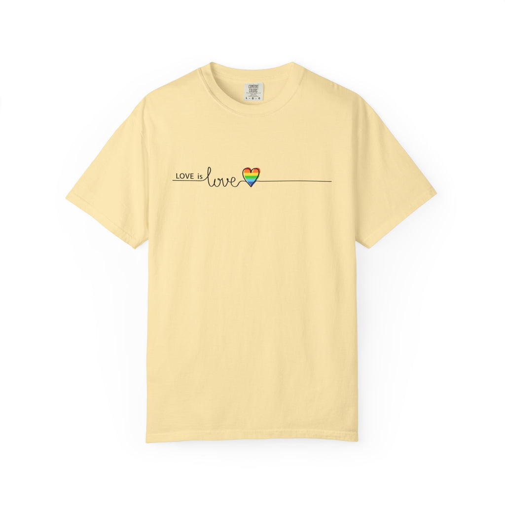 Love is Love T-Shirt — Minimal Rainbow Heart Pride Tee