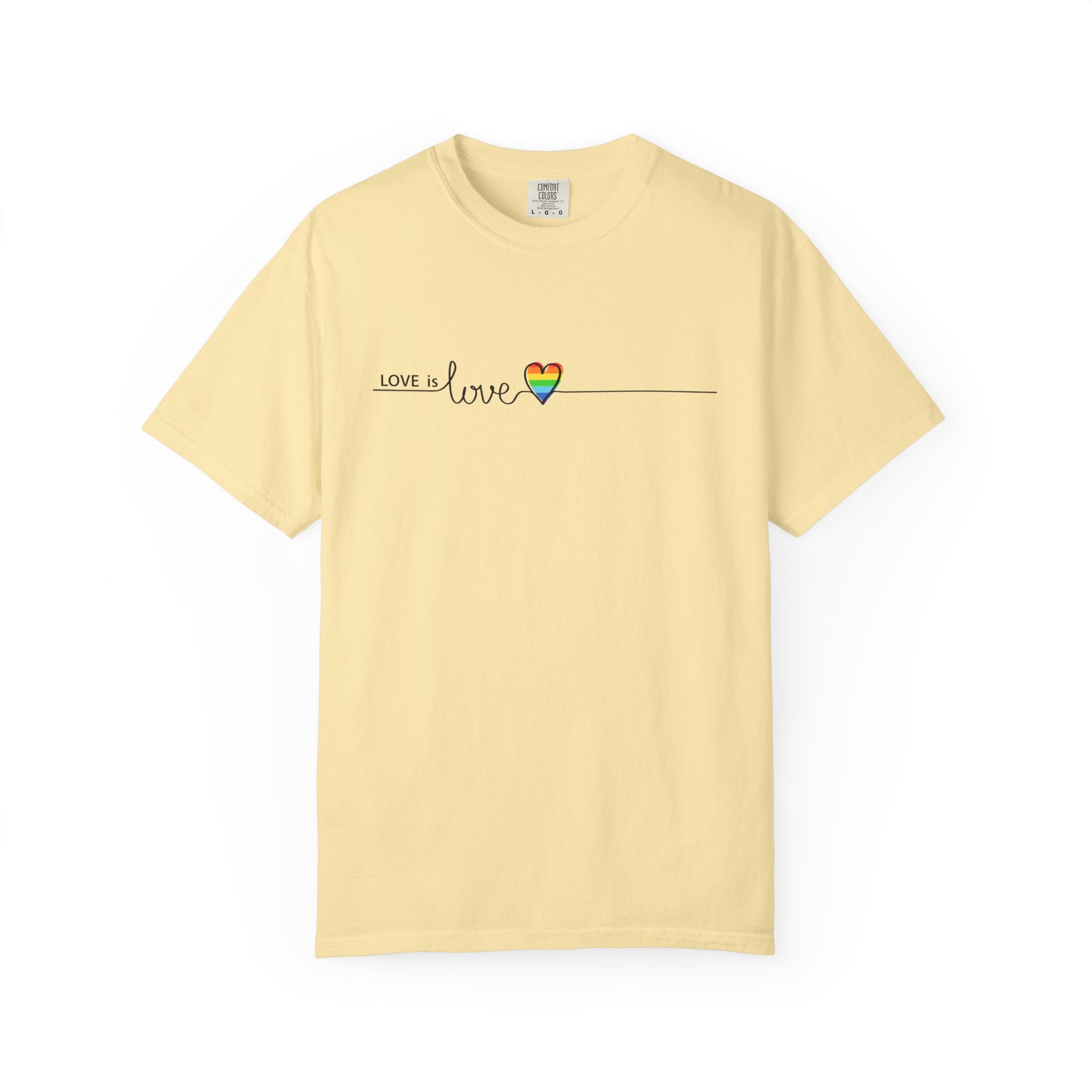 Love is Love T-Shirt — Minimal Rainbow Heart Pride Tee