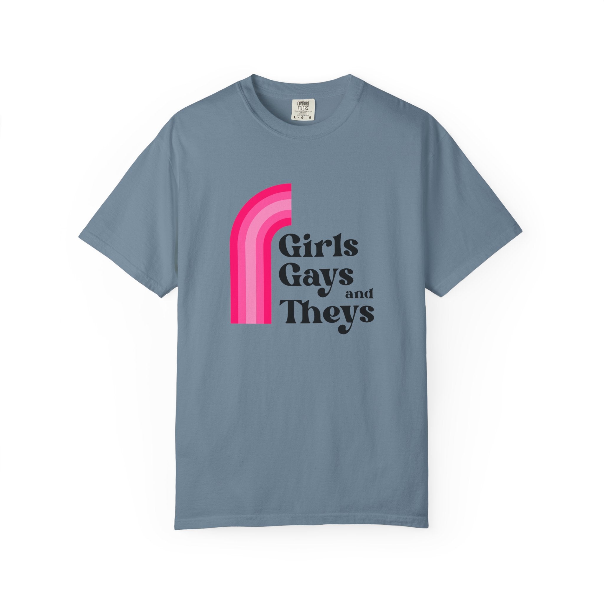Girls, Gays & Theys T-Shirt — Pride Retro Pink Rainbow Tee