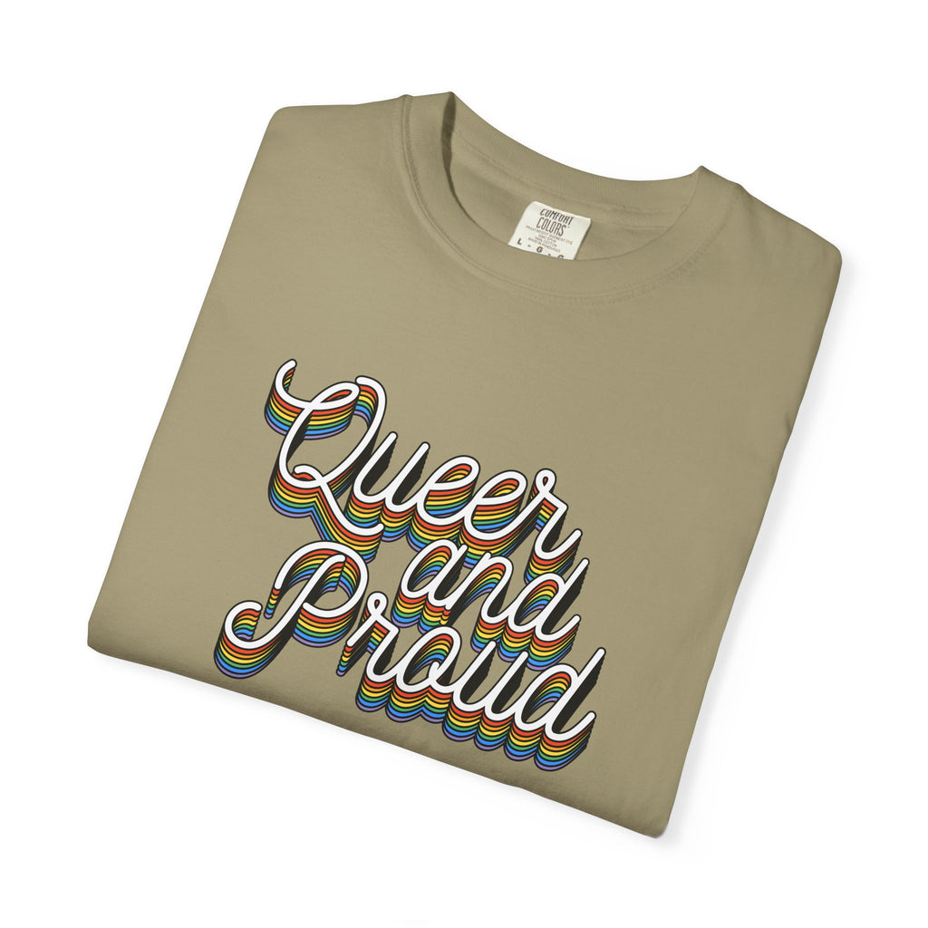 Queer and Proud T-Shirt — Retro Script LGBTQ+ Pride Tee