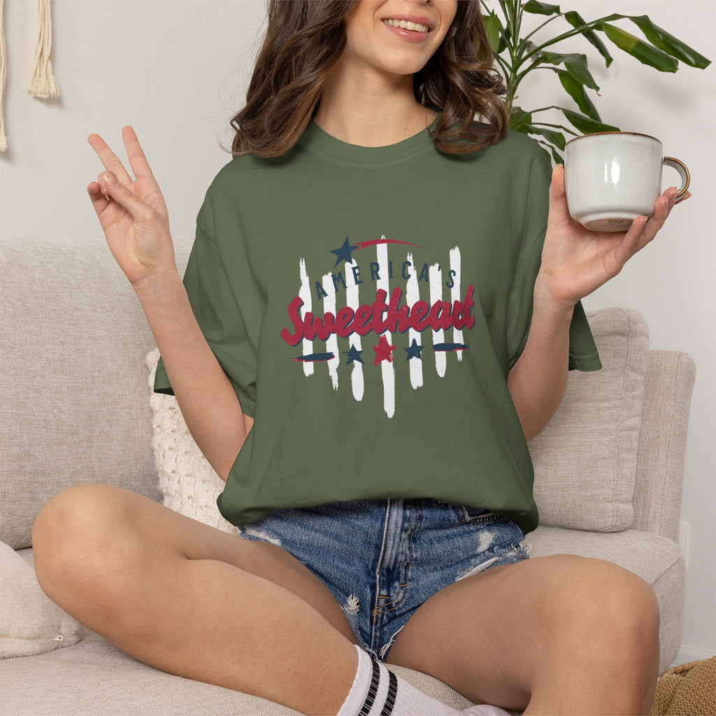 America's Sweetheart T-Shirt — Patriotic Vintage Stars Tee