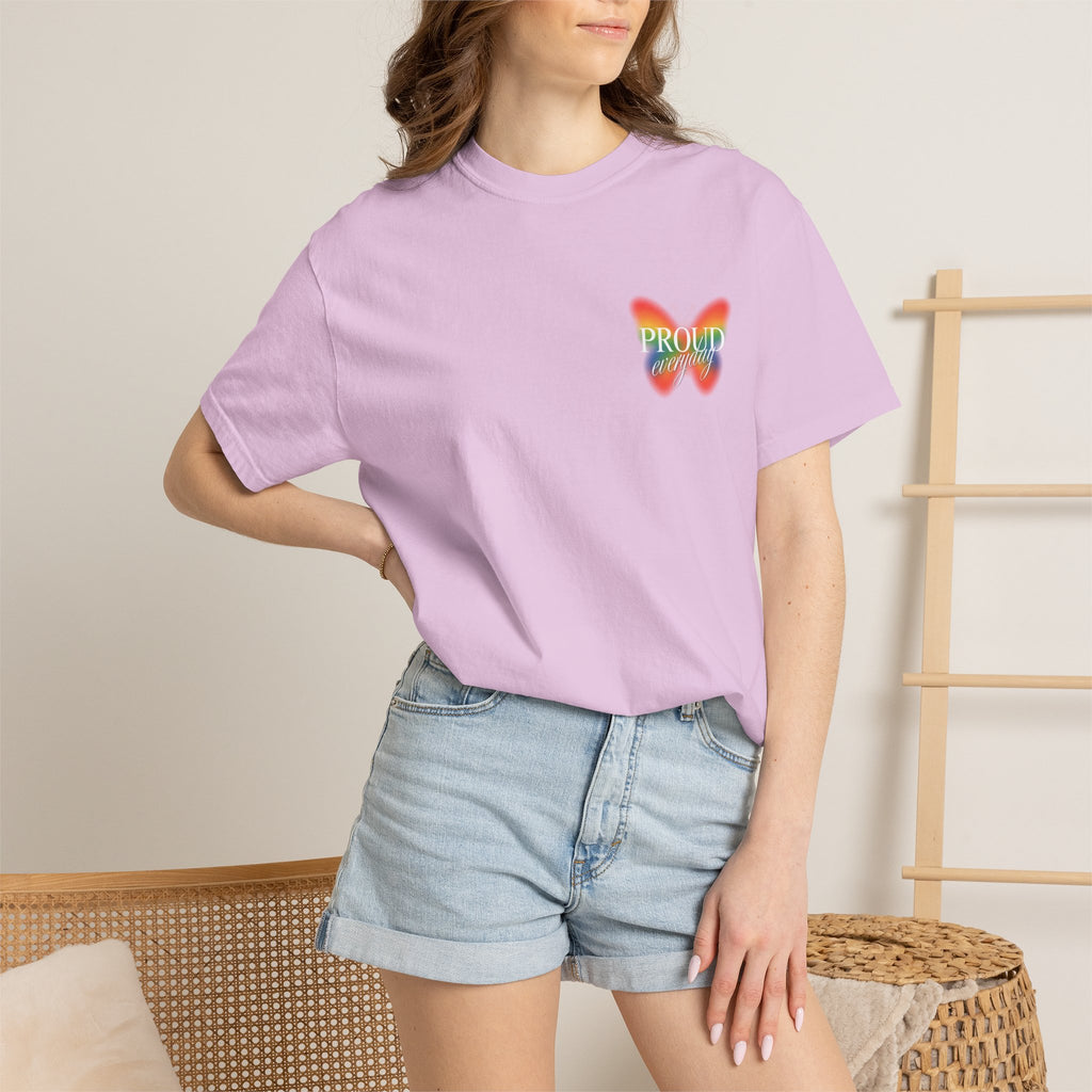 Pride Butterfly T-Shirt — Rainbow "Proud" Graphic Tee