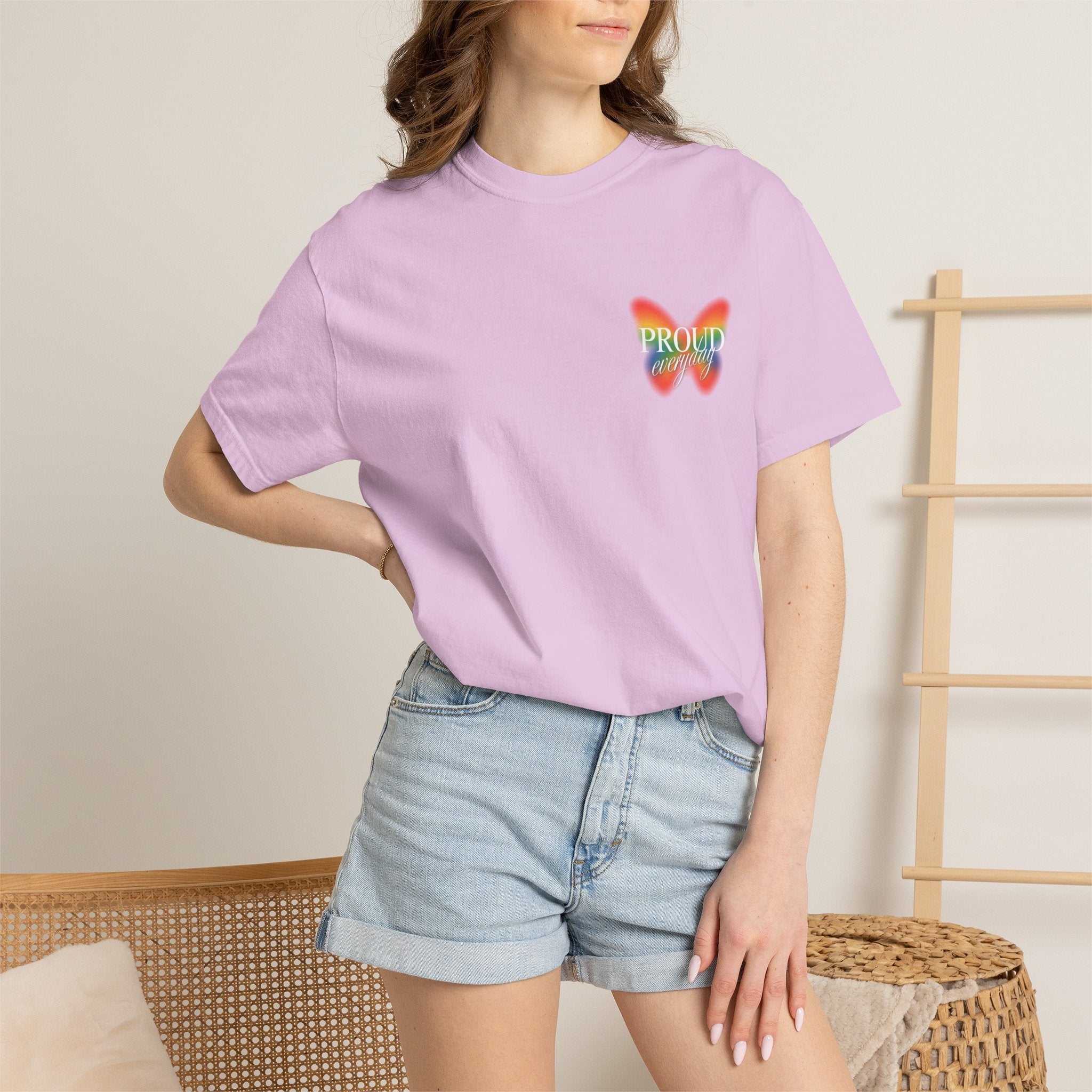 Pride Butterfly T-Shirt — Rainbow "Proud" Graphic Tee