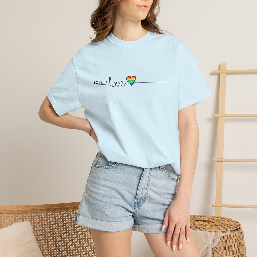 Love is Love T-Shirt — Minimal Rainbow Heart Pride Tee
