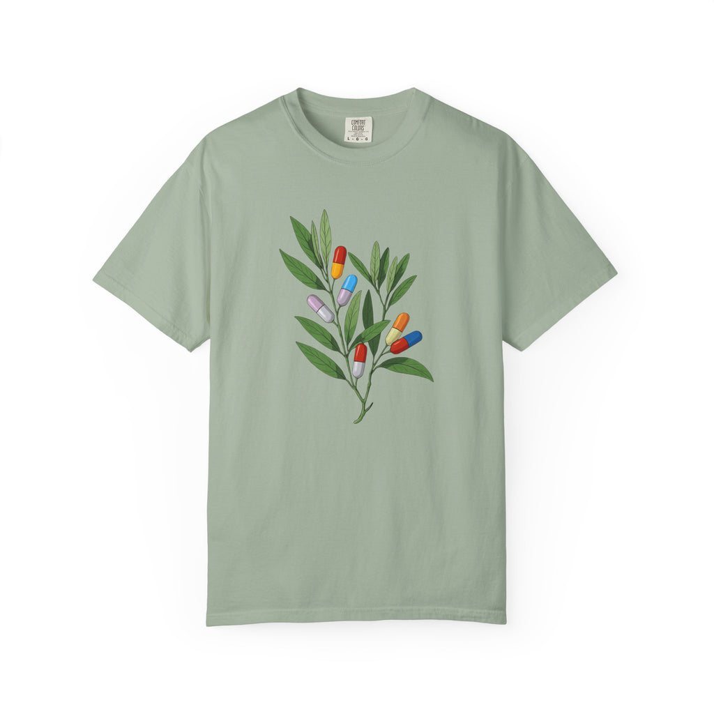 Botanical Floral Tee — Colorful Leaf & Bud Illustration T-Shirt
