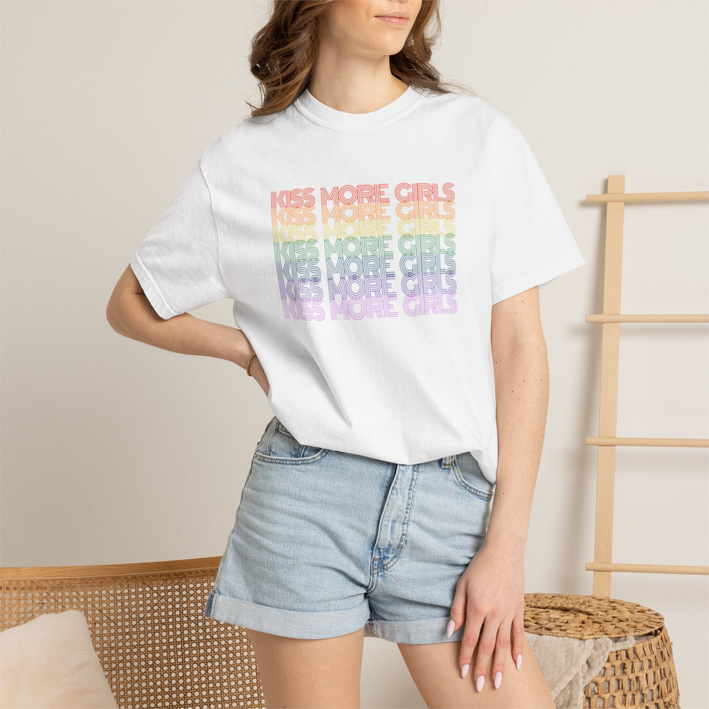 Kiss More Girls Rainbow Graphic T-Shirt