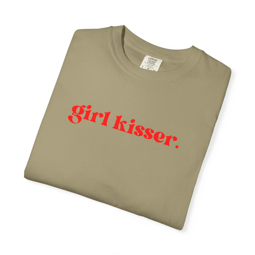 Girl Kisser T‑Shirt — White Tee with Red Script