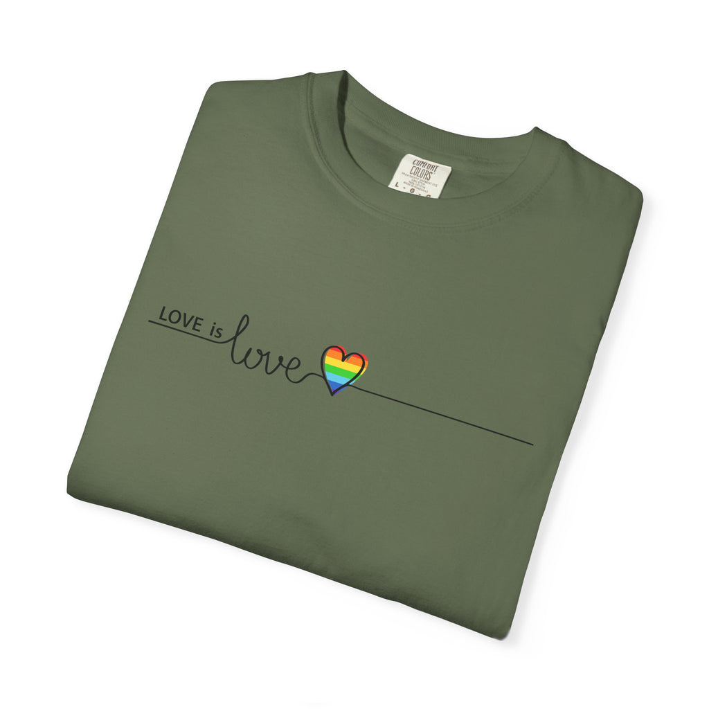 Love is Love T-Shirt — Minimal Rainbow Heart Pride Tee