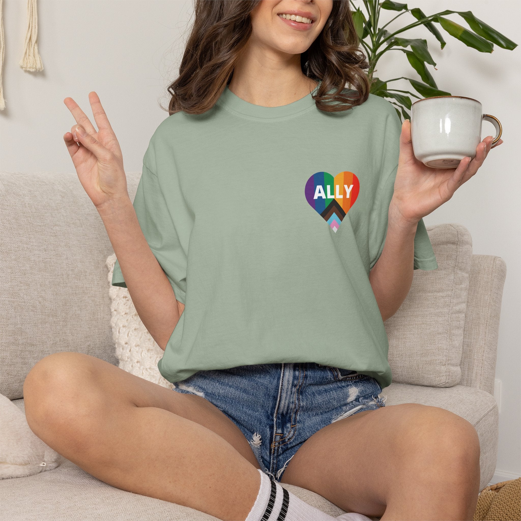 Ally Heart Rainbow T‑Shirt — LGBTQ+ Ally Pride Tee