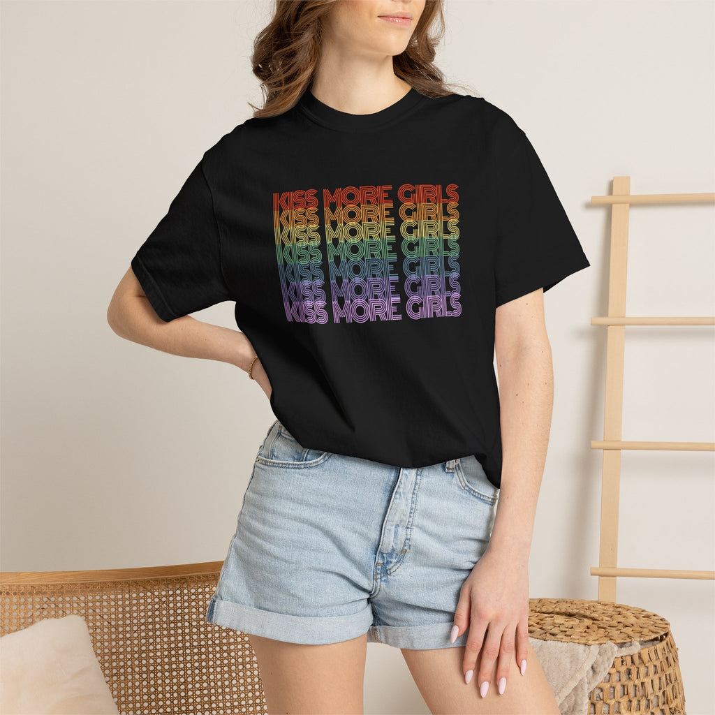 Kiss More Girls Rainbow Graphic T-Shirt