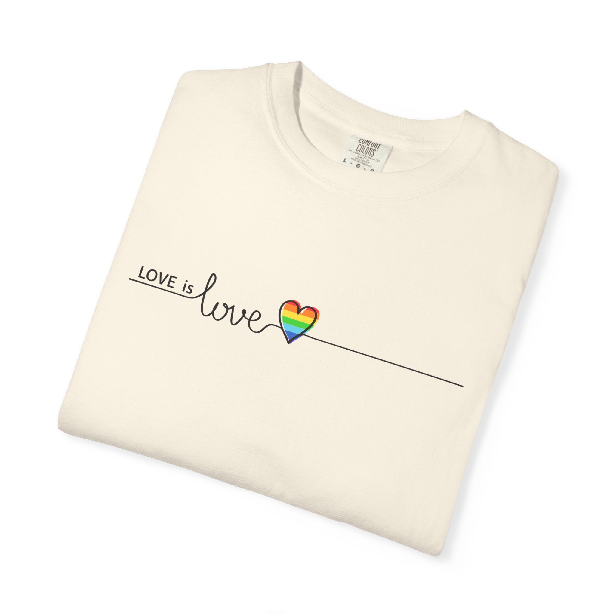 Love is Love T-Shirt — Minimal Rainbow Heart Pride Tee