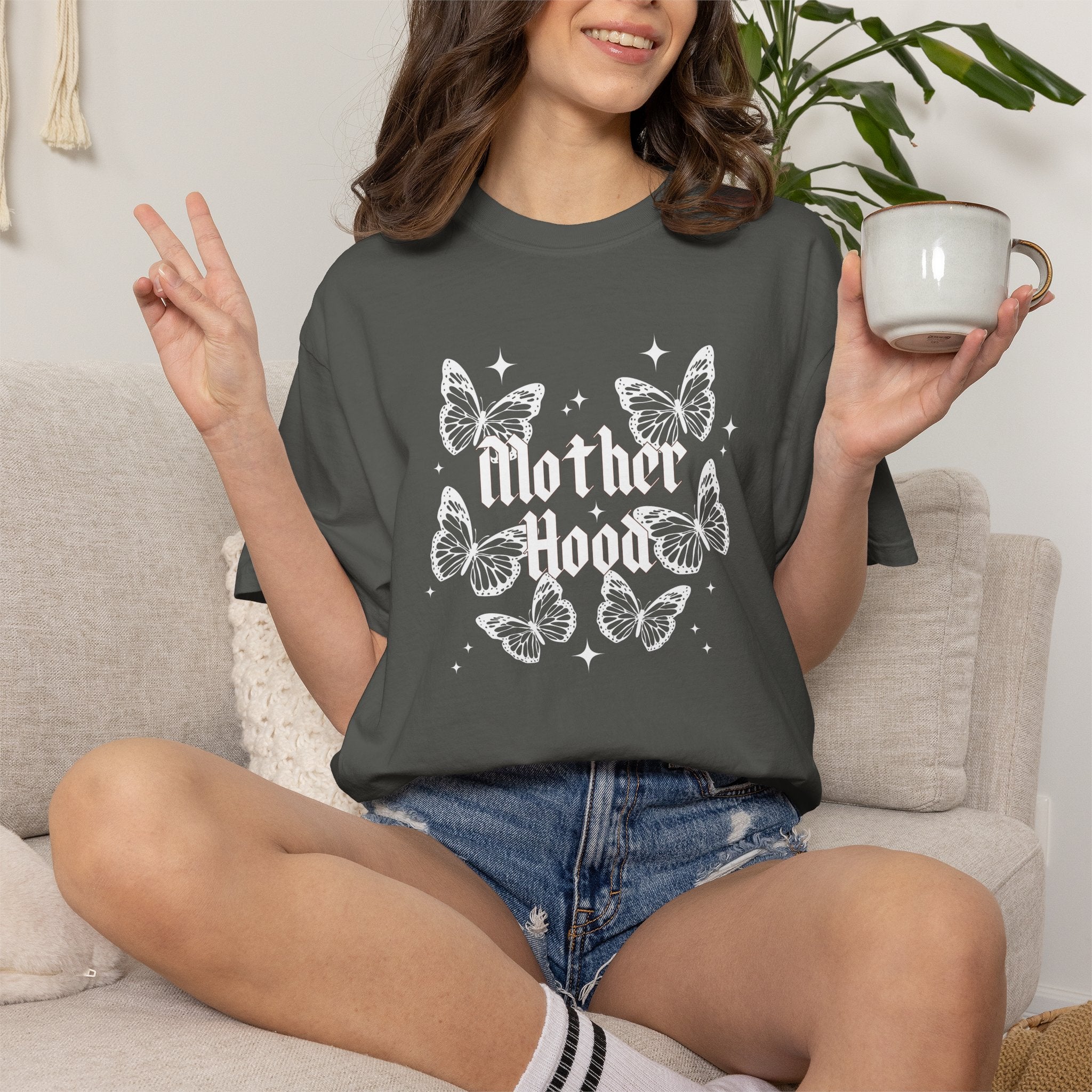 Motherhood Butterfly T-Shirt — Vintage Floral Mom Tee for Mother's Day