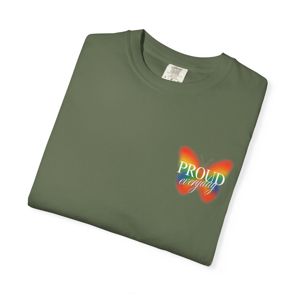 Pride Butterfly T-Shirt — Rainbow "Proud" Graphic Tee