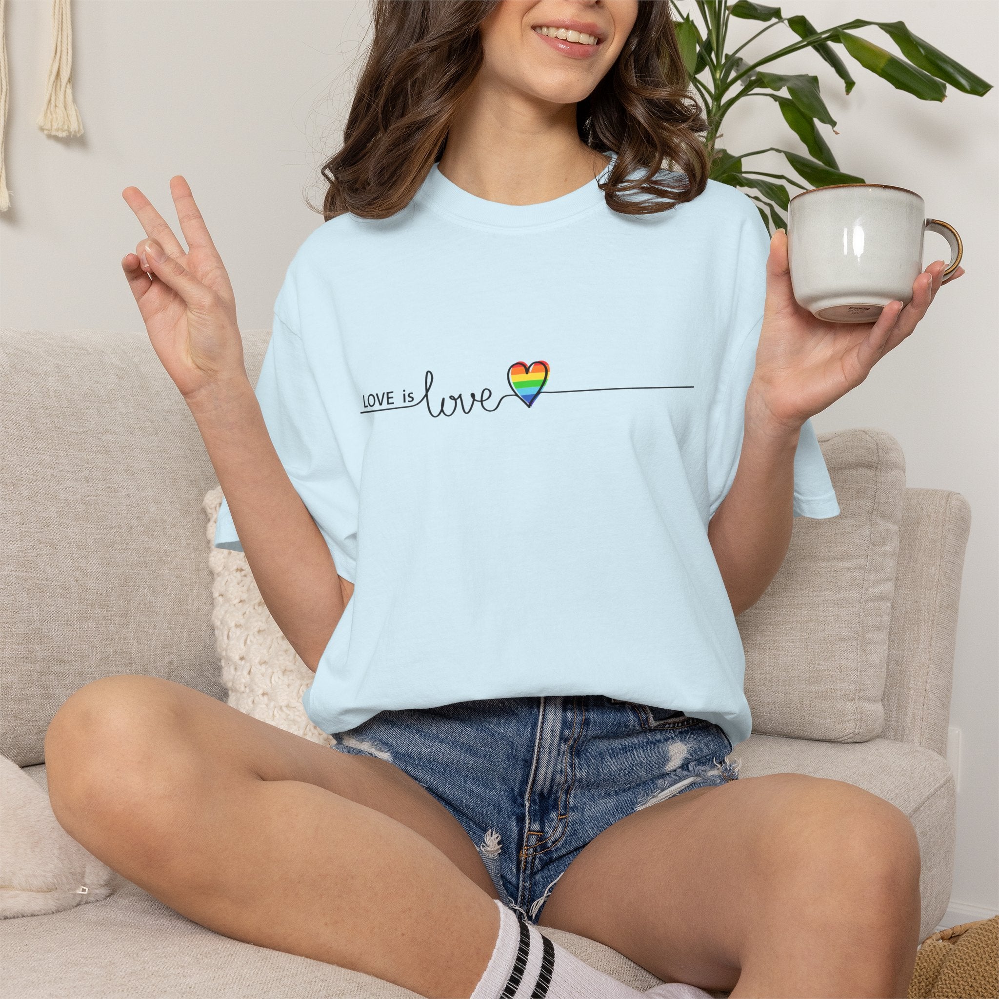 Love is Love T-Shirt — Minimal Rainbow Heart Pride Tee