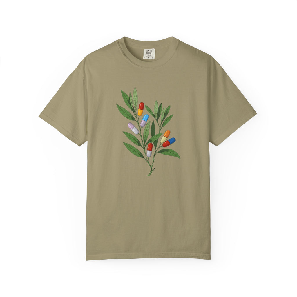 Botanical Floral Tee — Colorful Leaf & Bud Illustration T-Shirt
