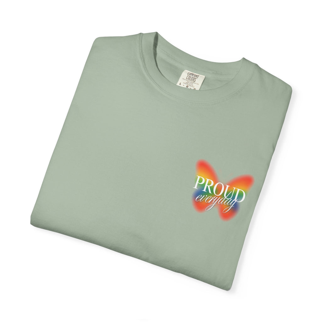 Pride Butterfly T-Shirt — Rainbow "Proud" Graphic Tee
