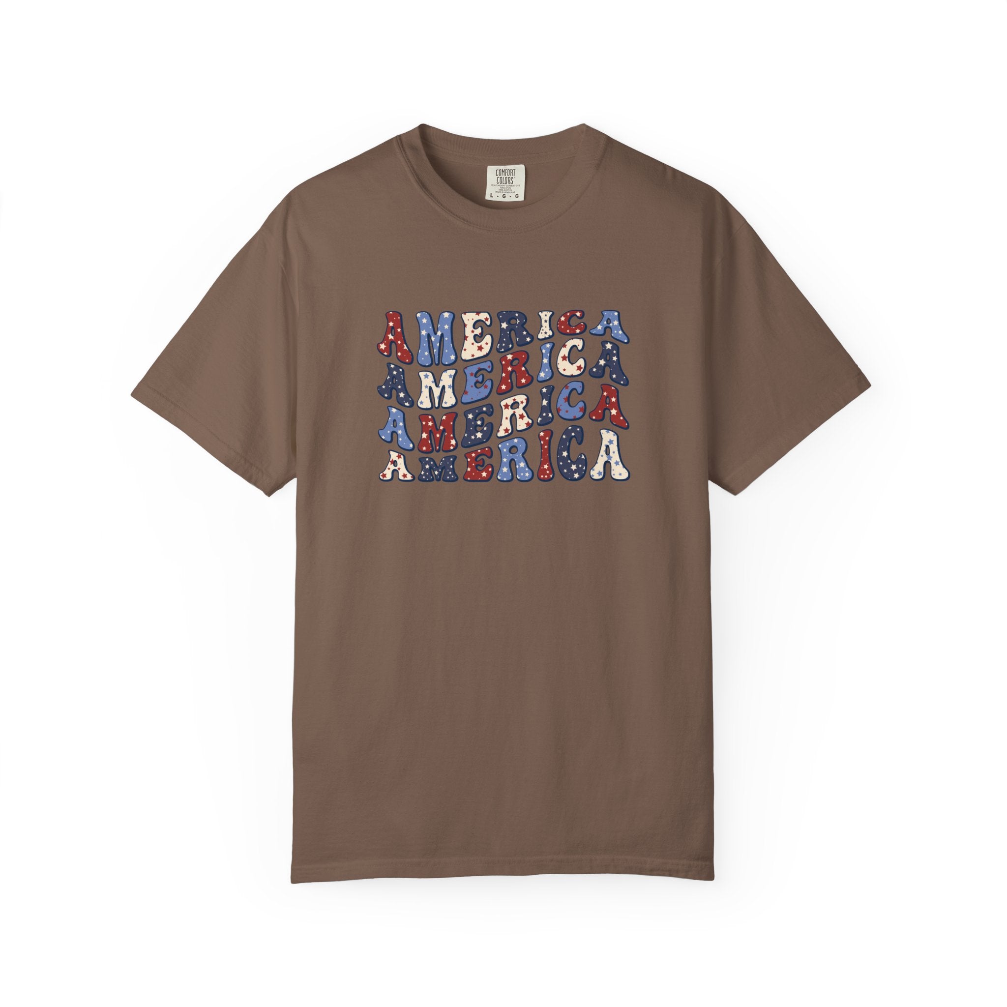 America Repeat Graphic T-Shirt — Retro Red & Blue Patriotic Tee