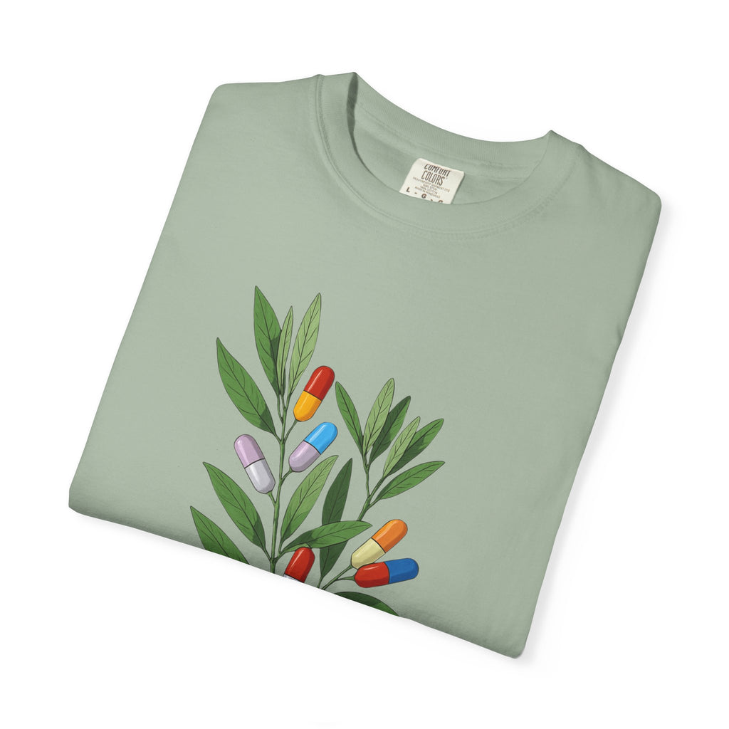 Botanical Floral Tee — Colorful Leaf & Bud Illustration T-Shirt