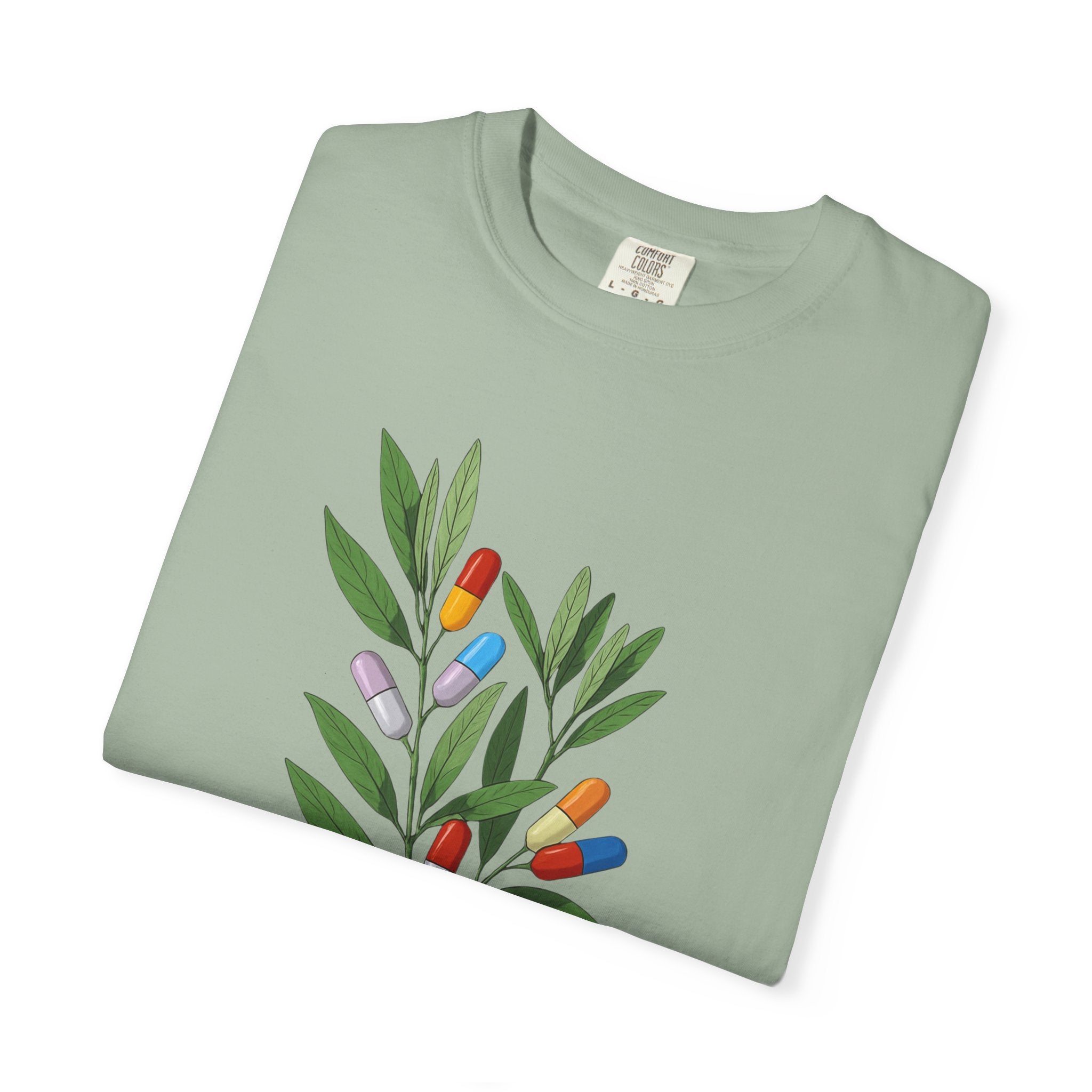 Botanical Floral Tee — Colorful Leaf & Bud Illustration T-Shirt
