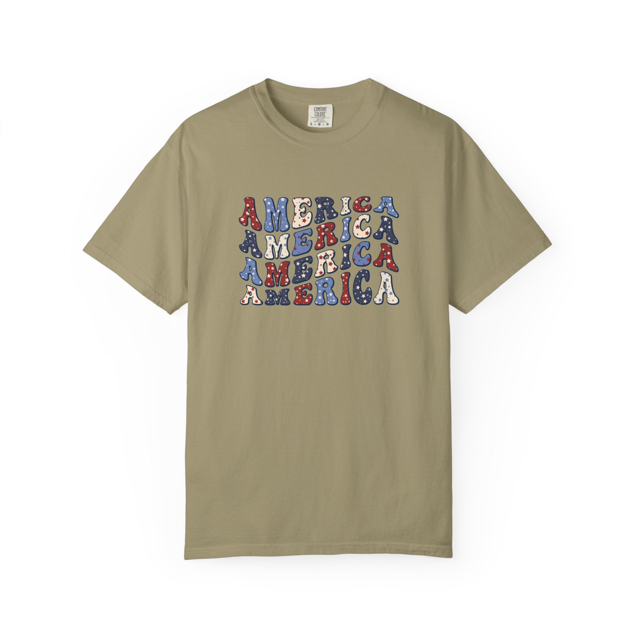 America Repeat Graphic T-Shirt — Retro Red & Blue Patriotic Tee