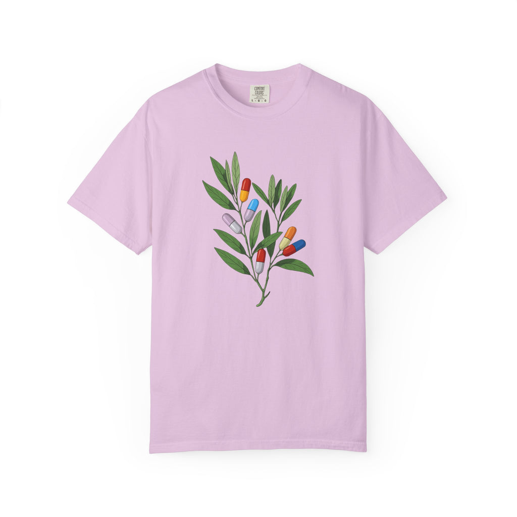 Botanical Floral Tee — Colorful Leaf & Bud Illustration T-Shirt
