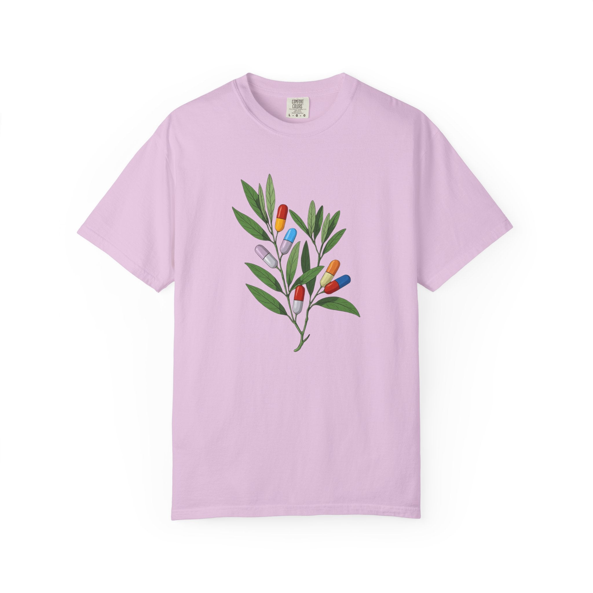 Botanical Floral Tee — Colorful Leaf & Bud Illustration T-Shirt