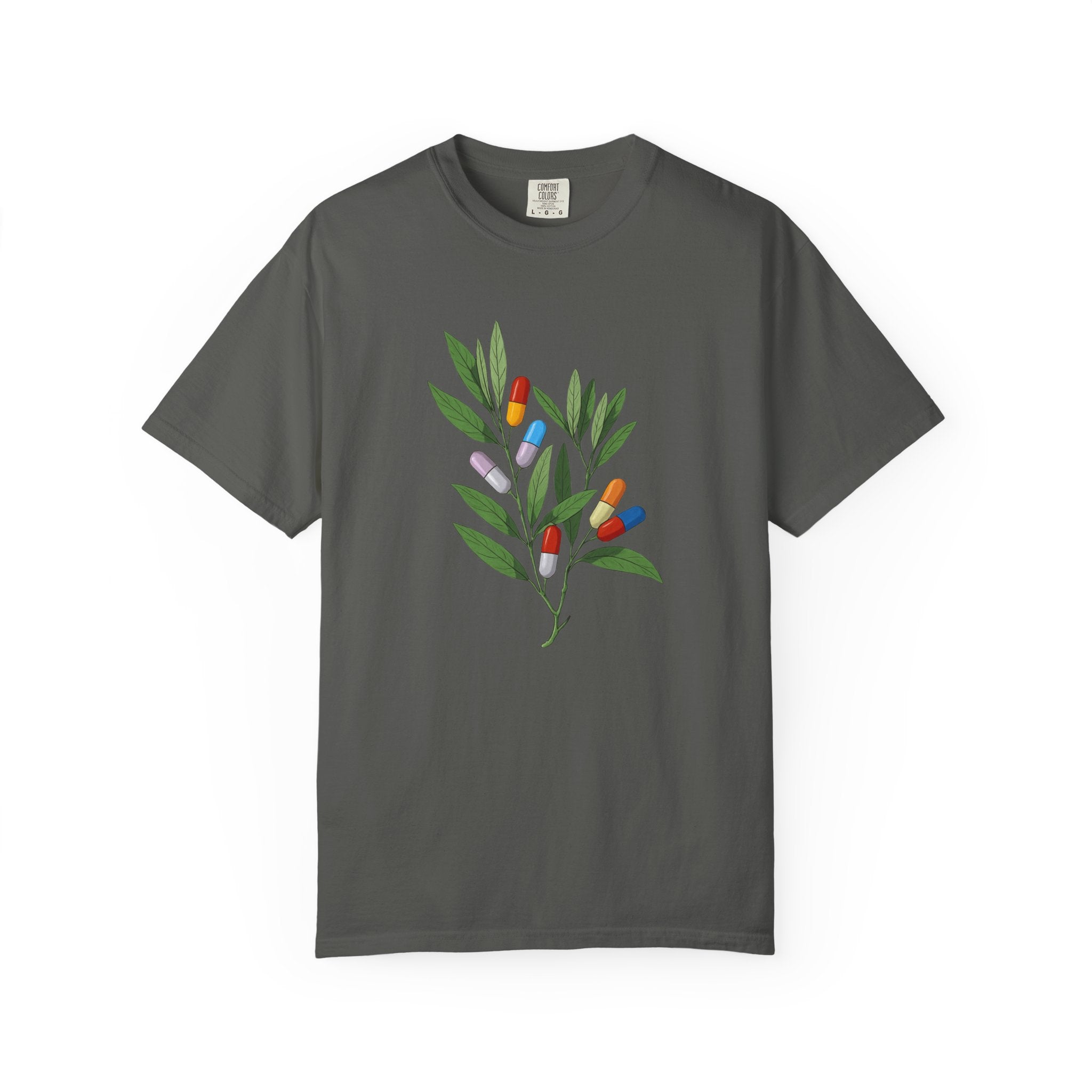 Botanical Floral Tee — Colorful Leaf & Bud Illustration T-Shirt