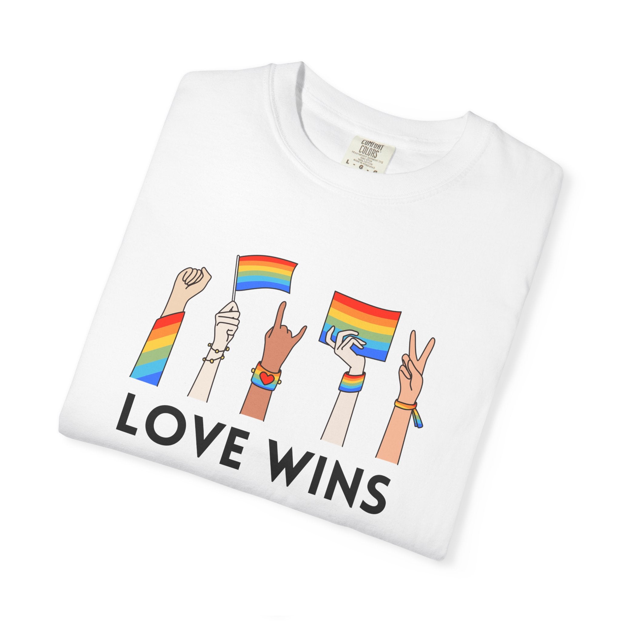 Love Wins T-Shirt — Rainbow Pride Hands Graphic Tee