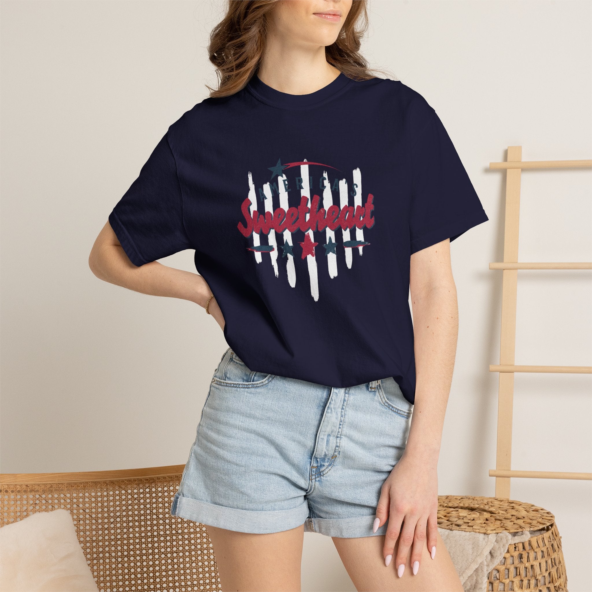 America's Sweetheart T-Shirt — Patriotic Vintage Stars Tee