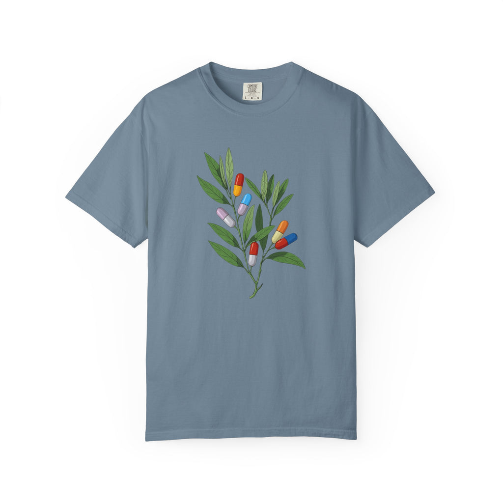 Botanical Floral Tee — Colorful Leaf & Bud Illustration T-Shirt