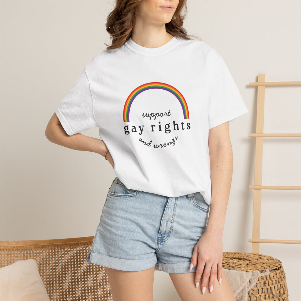 Gay Rights Rainbow T-Shirt — Support Gay Rights and Wrongs Tee