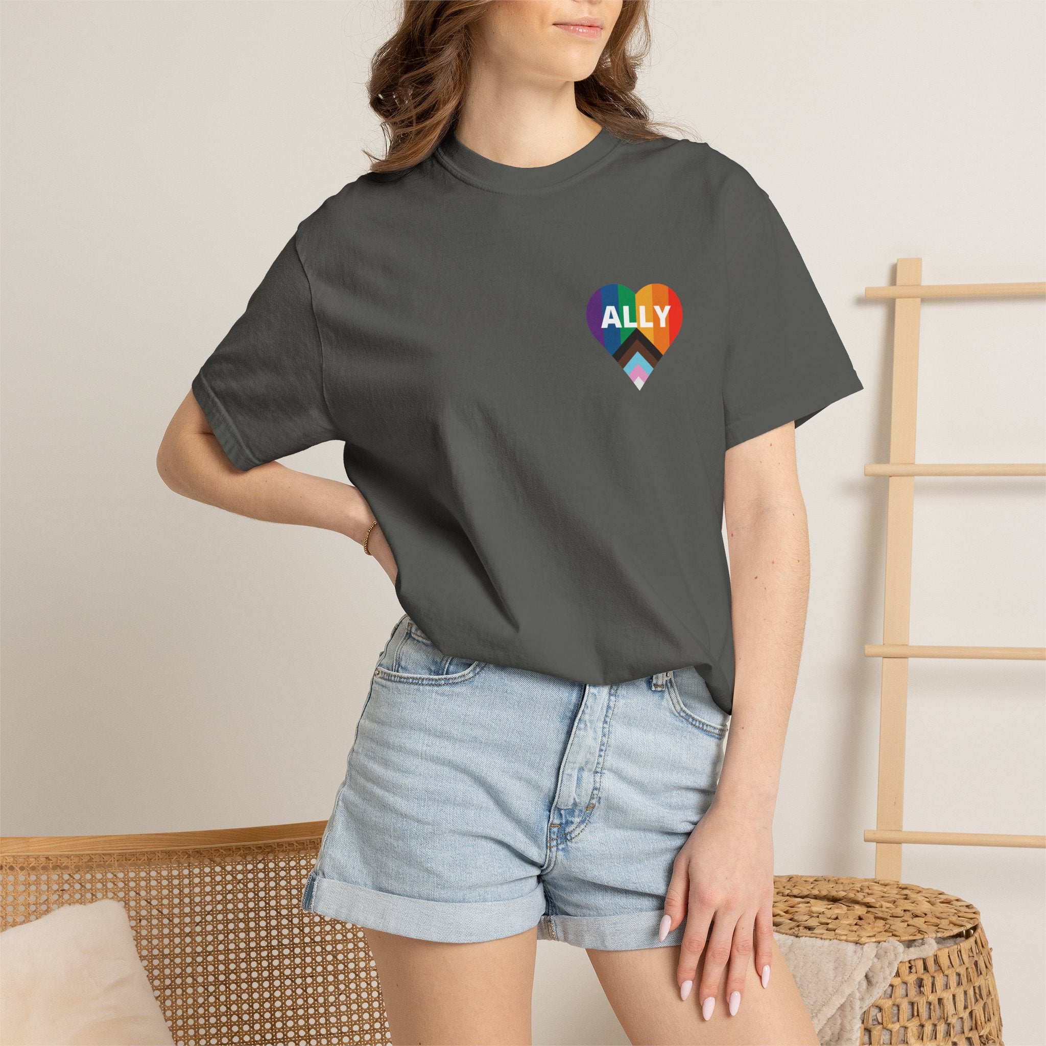 Ally Heart Rainbow T‑Shirt — LGBTQ+ Ally Pride Tee