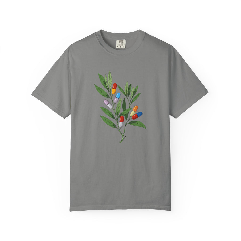 Botanical Floral Tee — Colorful Leaf & Bud Illustration T-Shirt