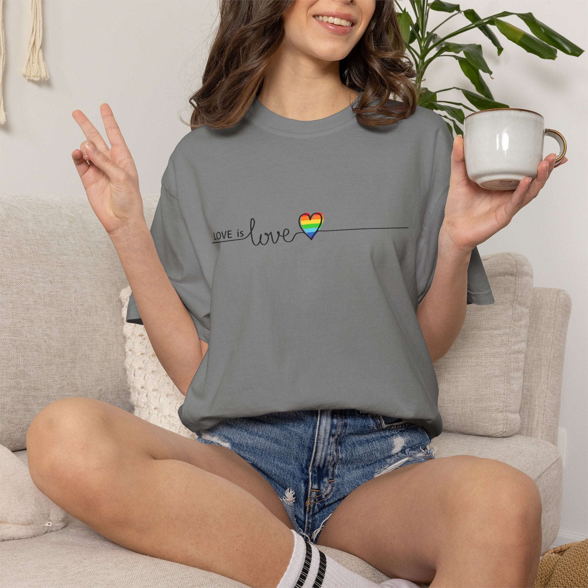 Love is Love T-Shirt — Minimal Rainbow Heart Pride Tee