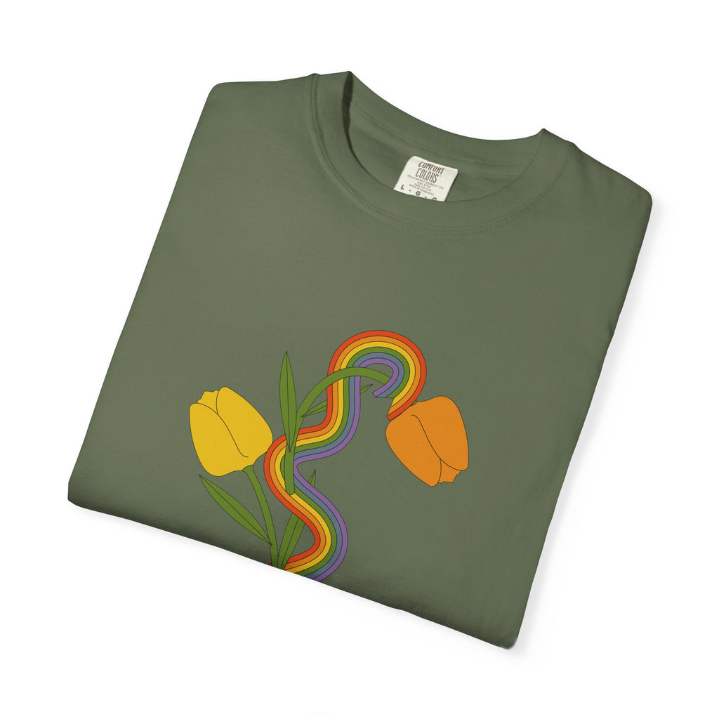 Rainbow Snake & Tulips Graphic T-Shirt