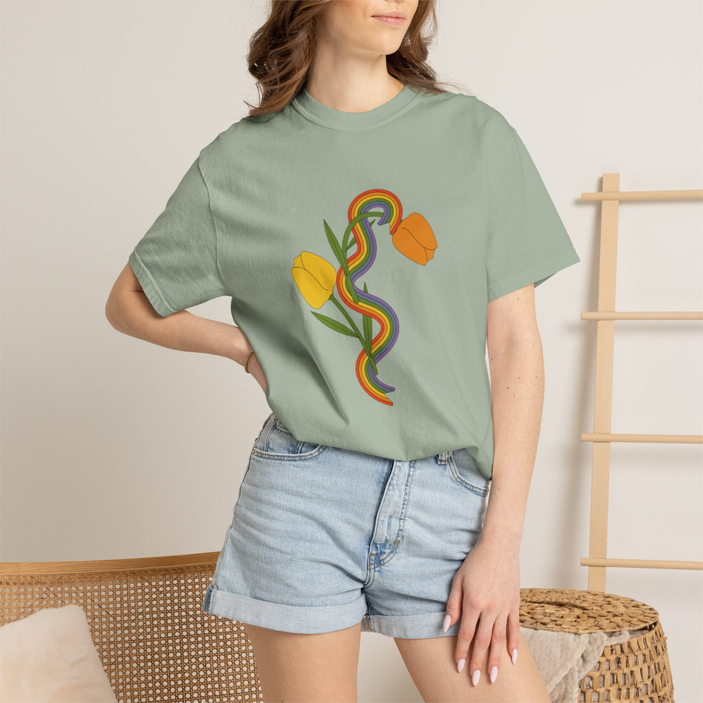 Rainbow Snake & Tulips Graphic T-Shirt
